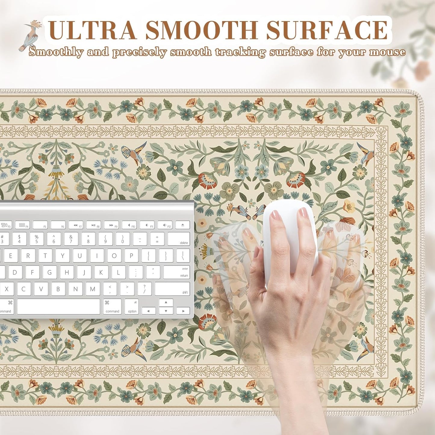 iCasso Desk Mat for Keyboard and Mouse, Large Mouse Pad, Desk Pad Mat, Anti-Slip Big Mousepad with Stitched Edges for Computer Desktop(Deep Green)
