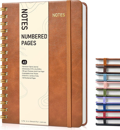 Graph Spiral Journal Notebook, A5 Hardcover Spiral Journals for Women Men, 100 GSM Graph Paper Notebooks, 150 Pages Spiral Bound Grid Notebook for Writing Note Taking Work 5.75" x 8.38" Olive Green