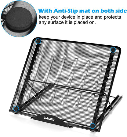 IMAGE Laptop Stand, A3 Large Version Foldable Portable Ventilated Desktop Laptop Stand Holder, Adjustable 12 Angle Points Stand, Compatible with 10" ~ 17" Notebooks, LED Light Box Pad