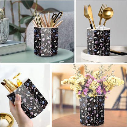 Pen Holder, Pencil Holder for Desk, Marble Desk Organizer Cute, Durable Ceramic Pencil Cup, Decorative Makeup Brush Holder Cup, Stationery Holder for Office, Home, Gray Marble