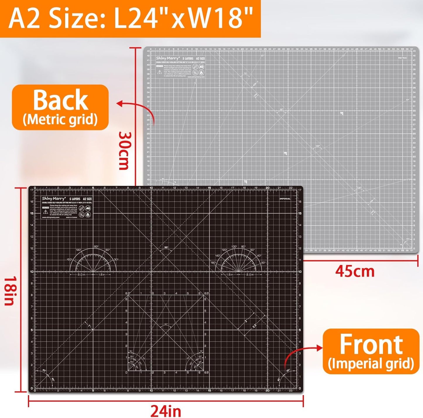 Self Healing Cutting Mat A3 12"x18" – Double Sided 5-Ply Craft Mat for Sewing, Quilting, Fabric, Scrapbooking – Pink/Purple