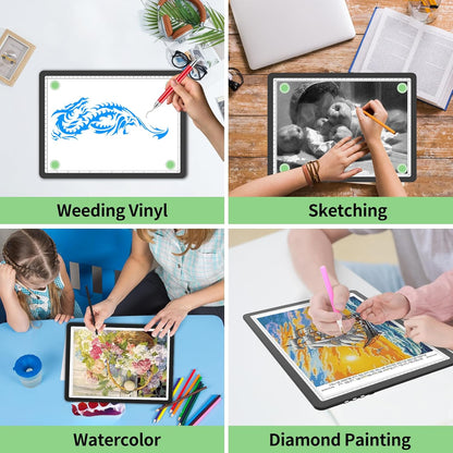 Phylosal Rechargeable A3 LED Light Pad for Diamond Painting, Ultra-Thin Magnetic Tracing Light Box for Drawing, Diamond Art Light Board with Side Button, Super Bright Light Table for Sketching (White)