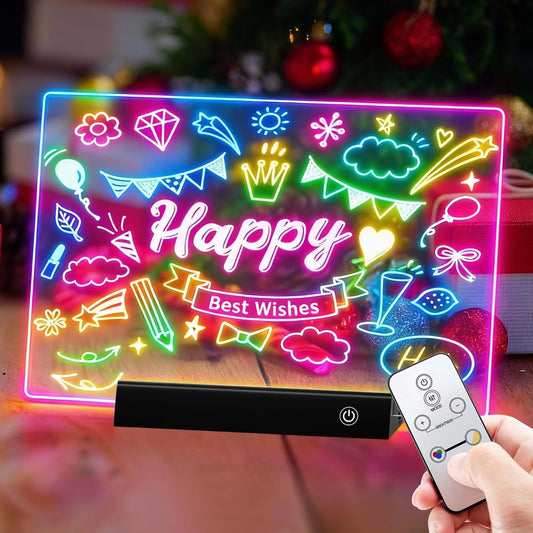LED Drawing Board with Remote Control,Rechargeable Glow Doodle Light Up Drawing Tablet,9 Colors & 2 Modes Dry Erase Neon Led Note Board for Decor & Message,Birthday Graduation Gift,White