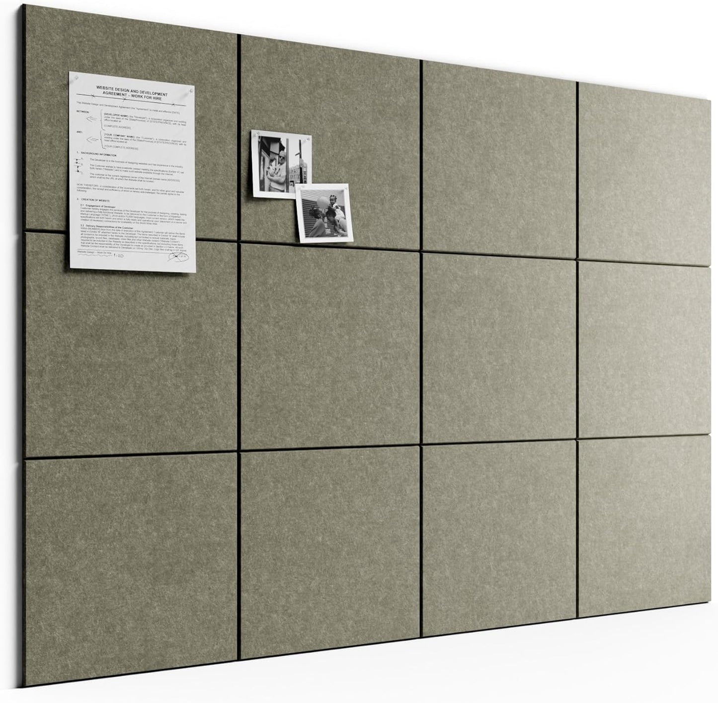 Bumusty Large Cork Board Alternative-48 x 36" Felt Bulletin Board Tiles, with 30 Pushpins, 70 Adhesive Tabs, Bold-Stripe 12-Pack, Cork Boards for Office Push Pin Board Felt Board-Carbon Blue