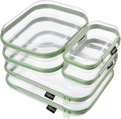 YQBRAO 6 Pack Clear Hard Shell Zipper Case, 1.2mm Heavy Duty Crush-Proof Diaper Bag Organizer Pouches, TSA Approved Travel Makeup Bag for Toiletries & Electronics, (2L, 2M, 2S) Multi-Size Storage Set