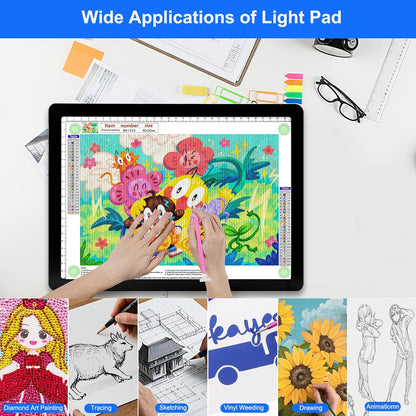 Elice Rechargeable A3 Light Pad for Diamond Painting, Magnetic LED Light Board with Physical Button, Super Bright Diamond Art Light Pad, Ultra-Thin Light Box for Tracing, Weeding Vinyl, Artists -Black