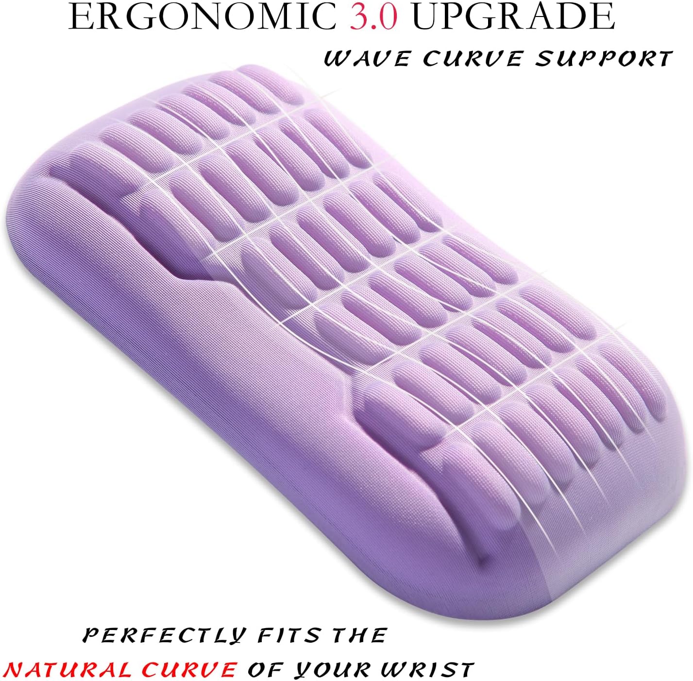 UnivoColors Ergonomic Mouse Wrist Rest,Latest 3.0 Wave Curve Design,High-Resilience Memory Foam Non-Slip Base,Reduces Wrist Fatigue,Ideal for Office Gaming & Long Hours of Use(Black)
