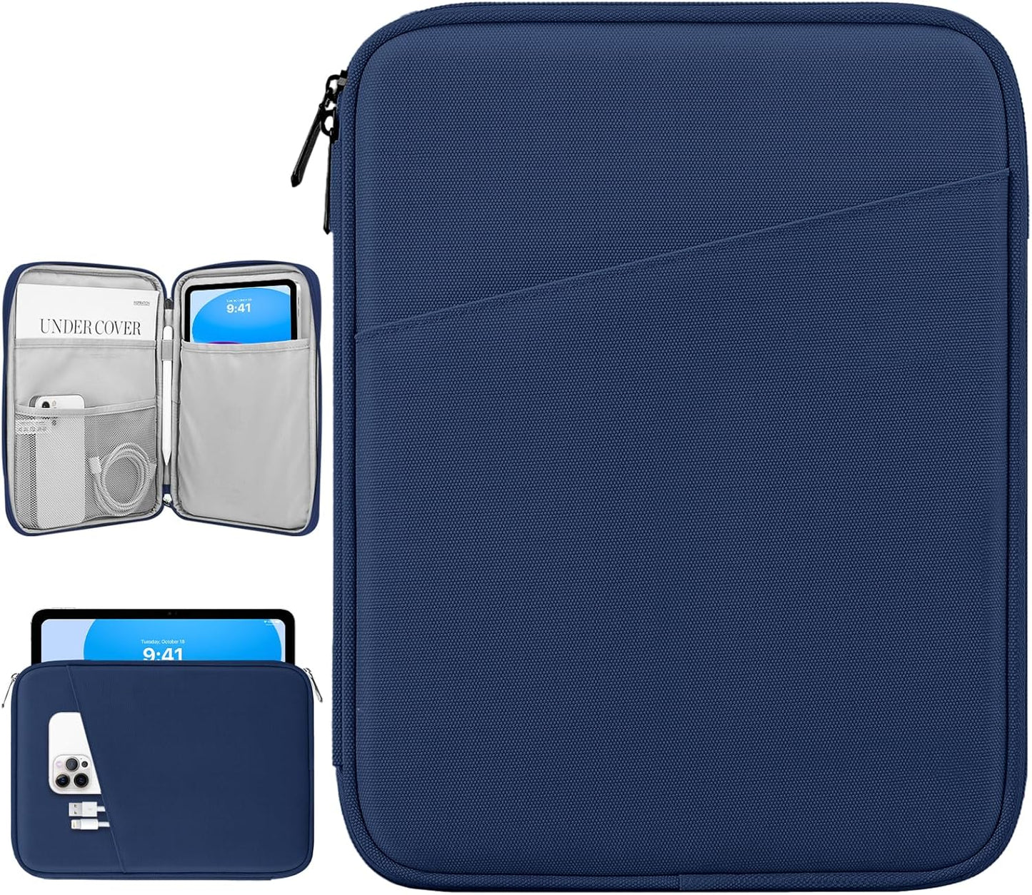 Dadanism 9-11" Tablet Sleeve Bag Carrying Case for iPad (A16) 11th Gen 11", iPad 10th Gen 10.9" Air 5/4, iPad Air M4/Pro 11", iPad 9/8/7th, Galaxy Tab A11+ Plus 11", Remarkable 2 10.3", Black