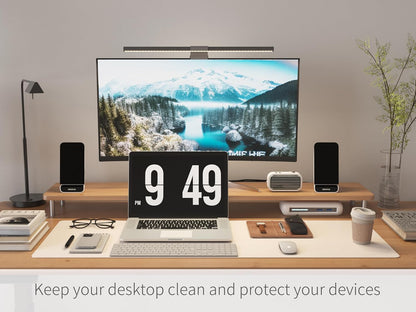 RENMTURE Dual-Sided Mouse Pad, Natural Cork & PU Leather Large Desk Pad for Office and Home Work, Desk Protector Non-Slip, Waterproof, Easy Clean (Olive Green, 32"x16")