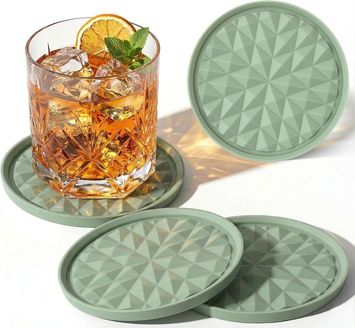 Silicone Coasters for Drinks[4 Pack]- Cup Mat for Tabletop Protection-Non-Slip, Non-Stick, Coffee Table Decor, Great Gift for Any Occasion, Black