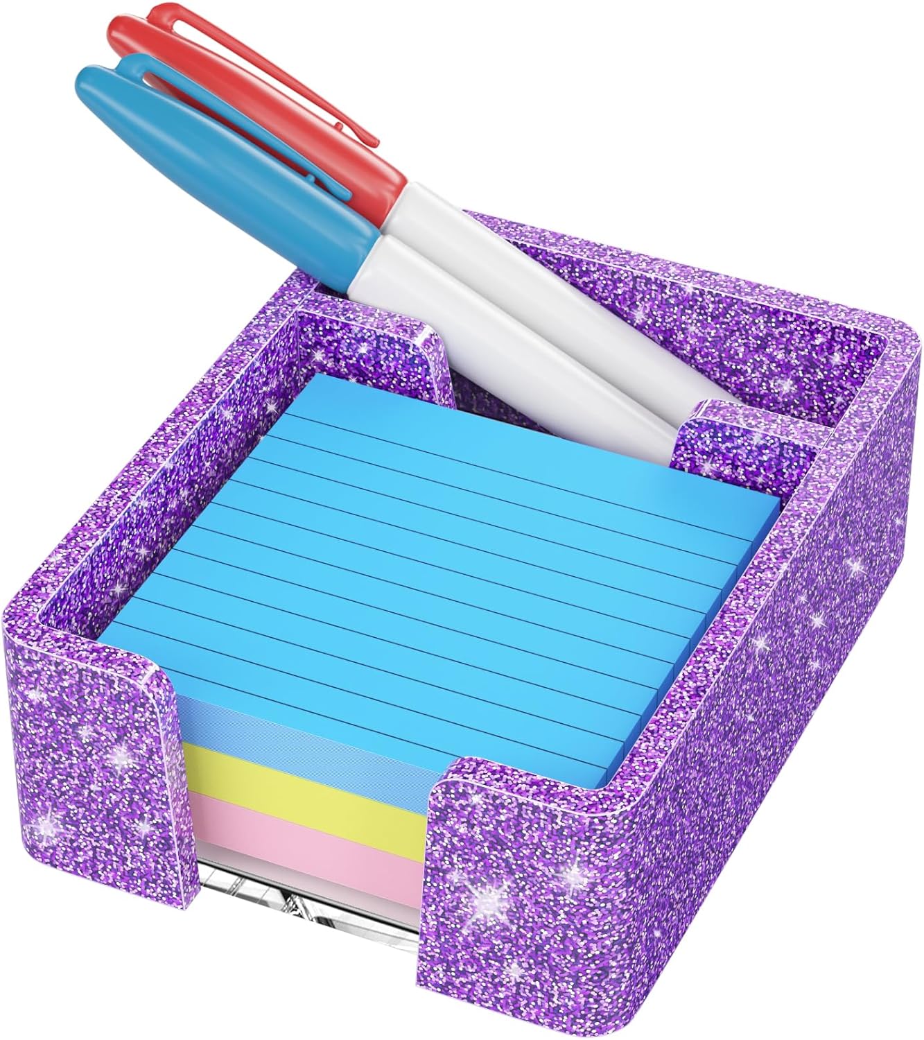 WINFFOR Acrylic Notepad Holder Dispenser - 3x3 in Sticky Note Memo Holder for Desk Organizer (W/O Pads) Office Desk Accessories School Supplies, Crystal Clear