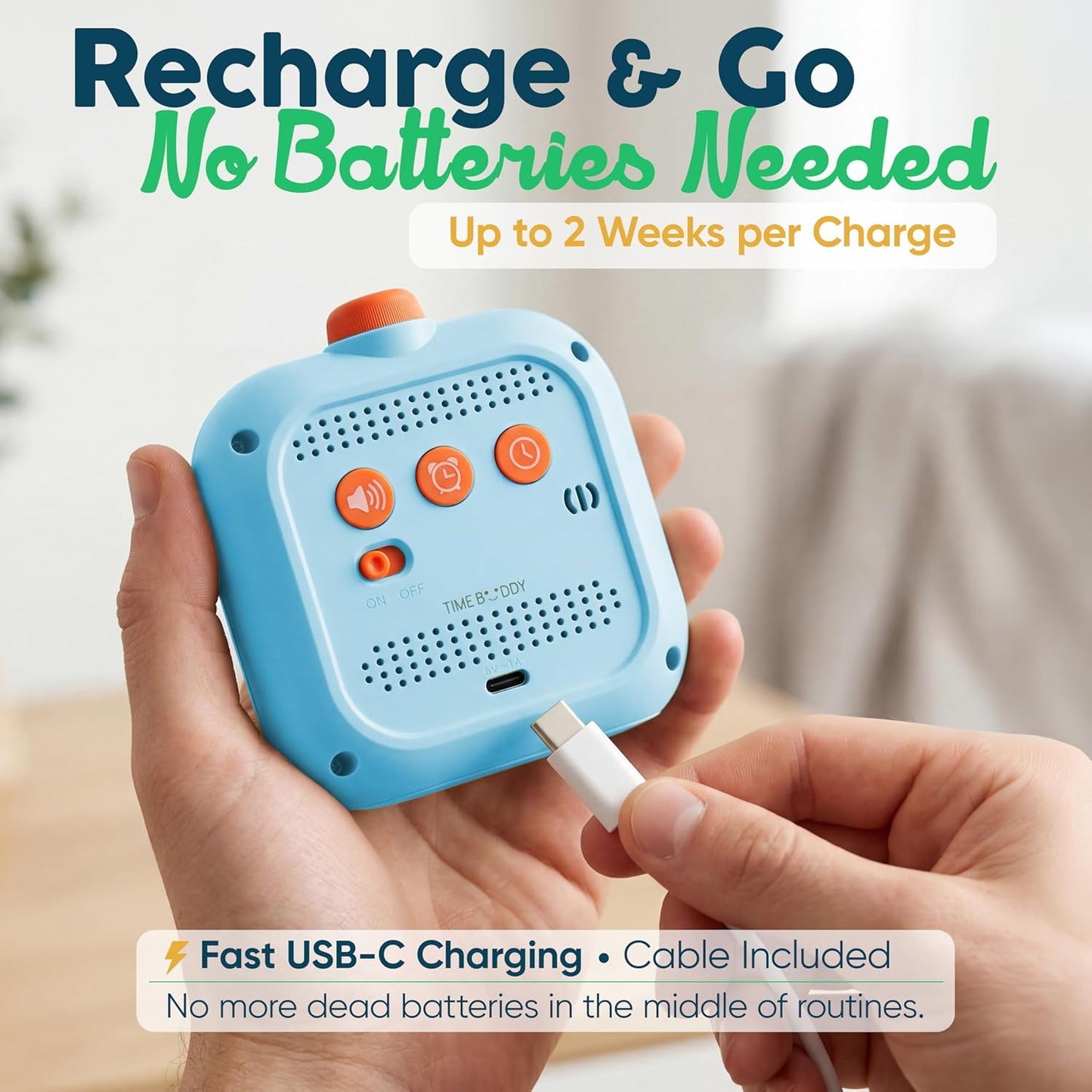 Digital Visual Timer for Kids - Rechargeable, Silent Count Up/Down for Calmer Routines - 99 Min Countdown Kids Timer for Classroom, Home & Therapy - Builds Focus & Independence