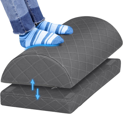 CushZone Foot Rest,Desk & Gaming Accessories,Foot Rest for Under Desk at Work,Comfortable Footrest with 2 Adjustable Heights & Removable Cover, Office Desk Accessories（Gray）