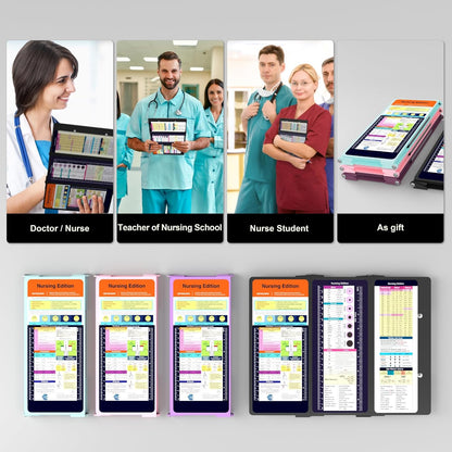 Foldable Nursing Clipboard with Storage - Portable & Compact Medical Clipboard for Nurses, Doctors, and Students - Includes Medical Reference Cheat Sheets and Pen Holder(Purple)