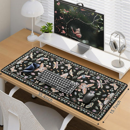 iCasso Desk Cover Mat, Office Mouse Pad, Desk Protector Mat, Extra Large Matt for Desktop,Anti-Slip XXL Big Mousepad with Stitched Edges for Computer Keyboard Retro Black - Colors B