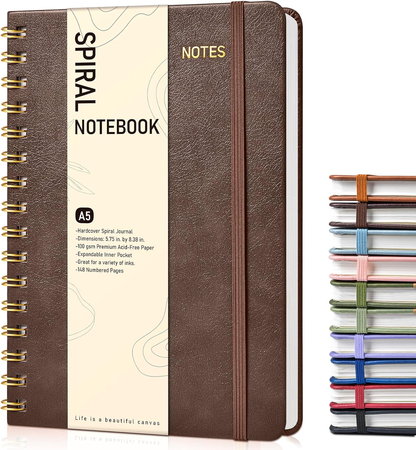 Graph Spiral Journal Notebook, A5 Hardcover Spiral Journals for Women Men, 100 GSM Graph Paper Notebooks, 150 Pages Spiral Bound Grid Notebook for Writing Note Taking Work 5.75" x 8.38" Olive Green
