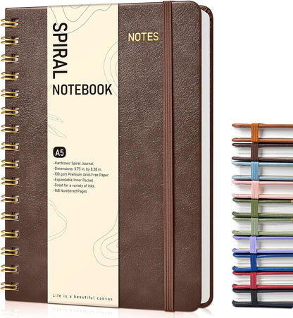Graph Spiral Journal Notebook, A5 Hardcover Spiral Journals for Women Men, 100 GSM Graph Paper Notebooks, 150 Pages Spiral Bound Grid Notebook for Writing Note Taking Work 5.75" x 8.38" Olive Green