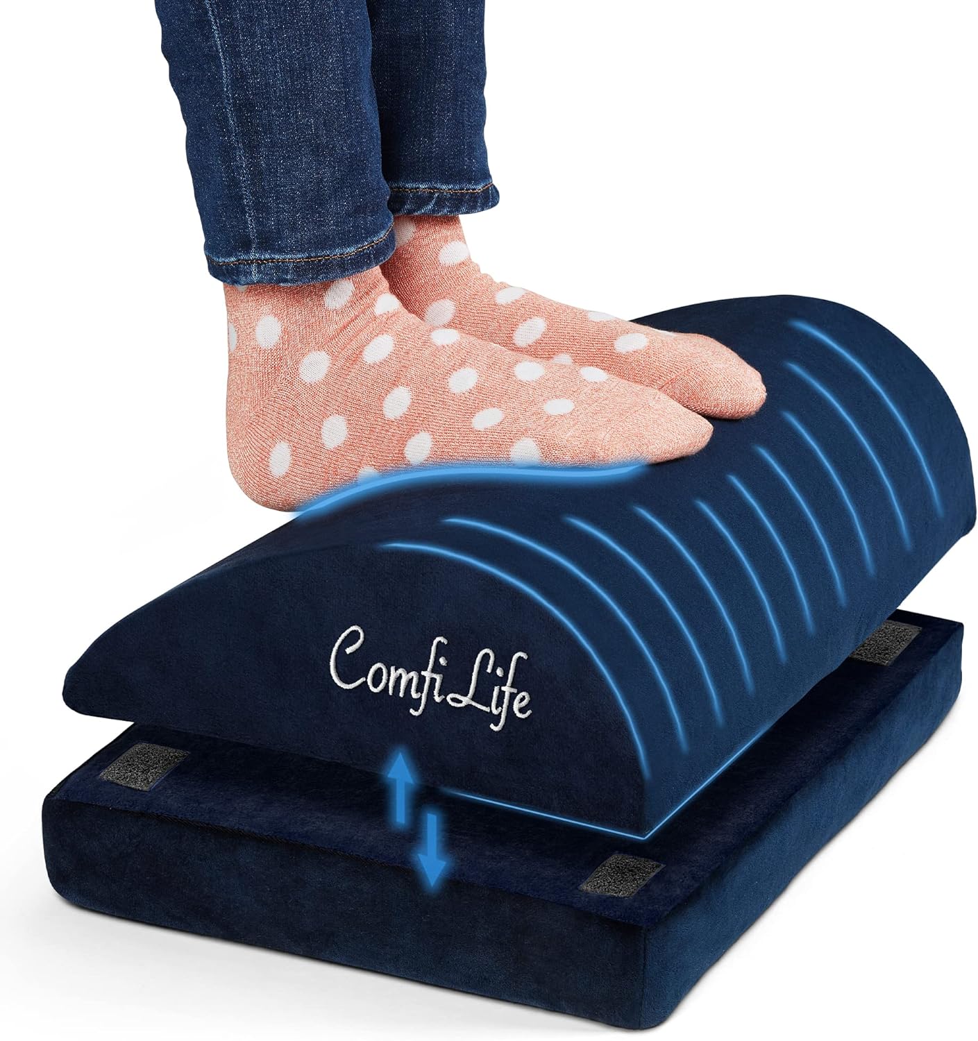 ComfiLife Foot Rest for Under Desk at Work – Adjustable Height Memory Foam Foot Stool for Under Desk, Office Chair & Gaming Chair – Ergonomic Footrest for Back & Hip Pain Relief (Black)