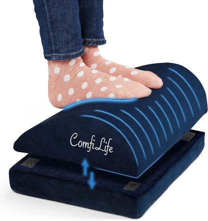 ComfiLife Foot Rest for Under Desk at Work – Adjustable Height Memory Foam Foot Stool for Under Desk, Office Chair & Gaming Chair – Ergonomic Footrest for Back & Hip Pain Relief (Black)