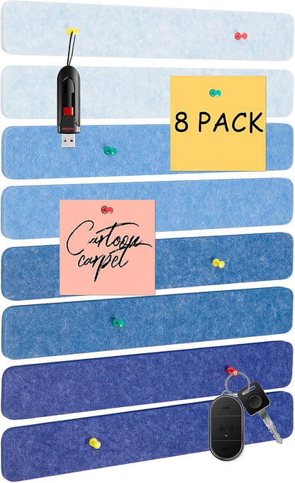 Felt Pin Board Bar Strips Bulletin Board for Bedrooms Offices Home Wall Decoration, Notice Board Self Adhesive Cork Board with 35 Push Pins for Paste Notes, Photos, Schedules