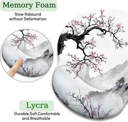 LIMKRIAN Cat Ergonomic Mouse Pad with Wrist Rest, Gaming Mouse Pad with Wrist Support, Funny Mouse Pads for Desk, Computer Mousepad with Non-Slip Pain Relief PU Base, Cute Office Desk Accessories