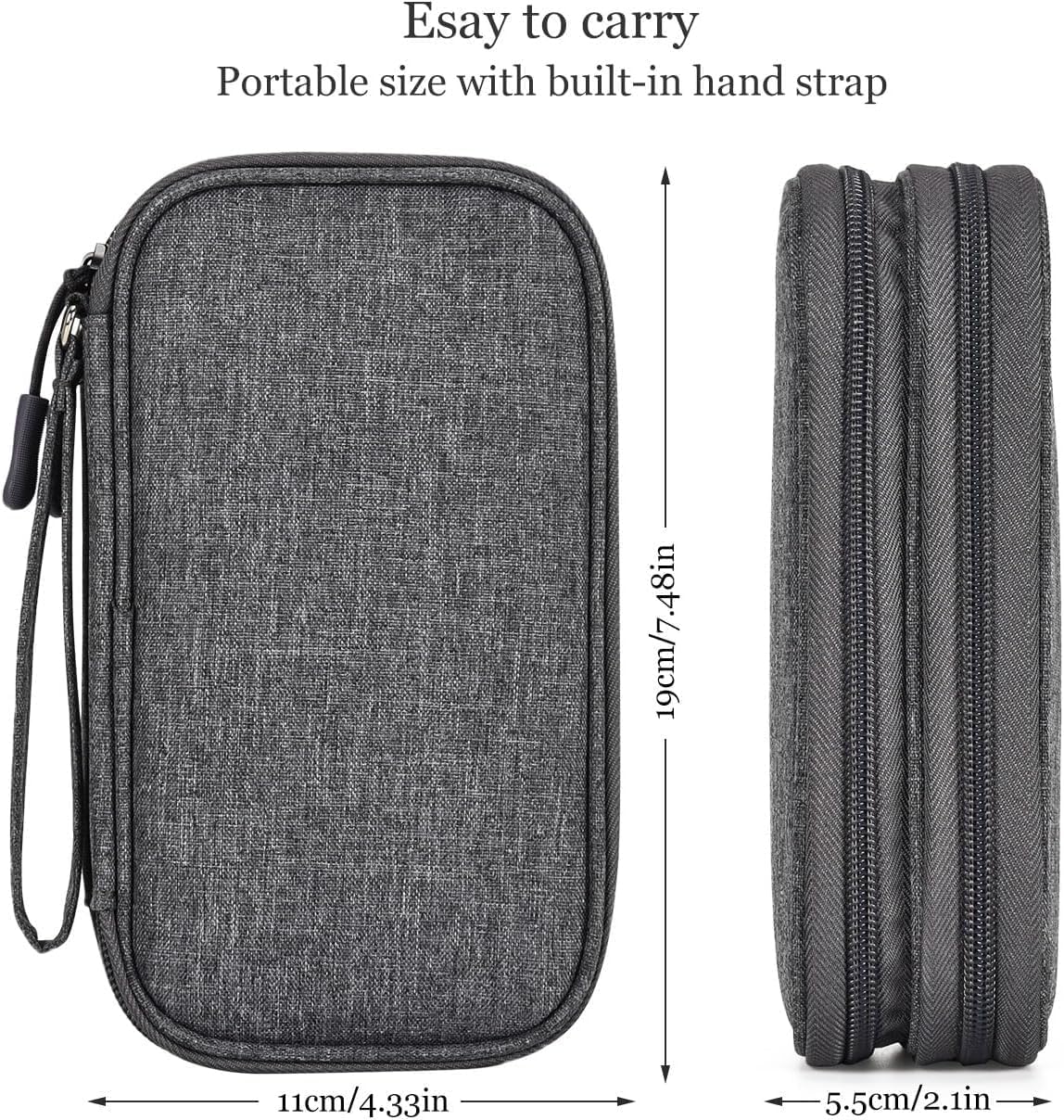 CAOODKDK Electronics Accessories Organizer Pouch Bag, Travel Universal Organizer for Cable, Charger, Phone, SD Card, Business Travel Gadget Bag