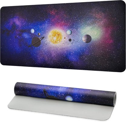 Dual-Sided Desk Pad, Large Mouse Pad - Natural Cork & PU Leather Non-Slip Waterproof Desk Mats for Office and Home (Blue, 31.5" x 15.7")