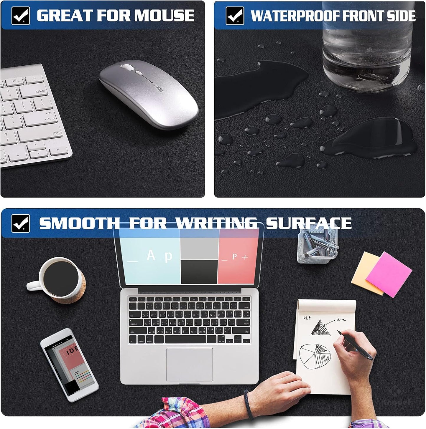 K KNODEL Non-Slip Desk Mat, Desk Pad, Desk Blotter, Desktop Mat for Desk, Large Desk Protector, Office Computer and Laptop Mat for Desk (31.5"x15.7", Brown)