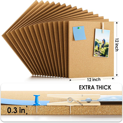 MaxGear Large Cork Board for Wall 36" x 24", 6 Pack Cork Board Tiles with 20 Pushpins & Safe Removable Adhesive Tabs, 12" x 12" Corkboards for Office, School & Home