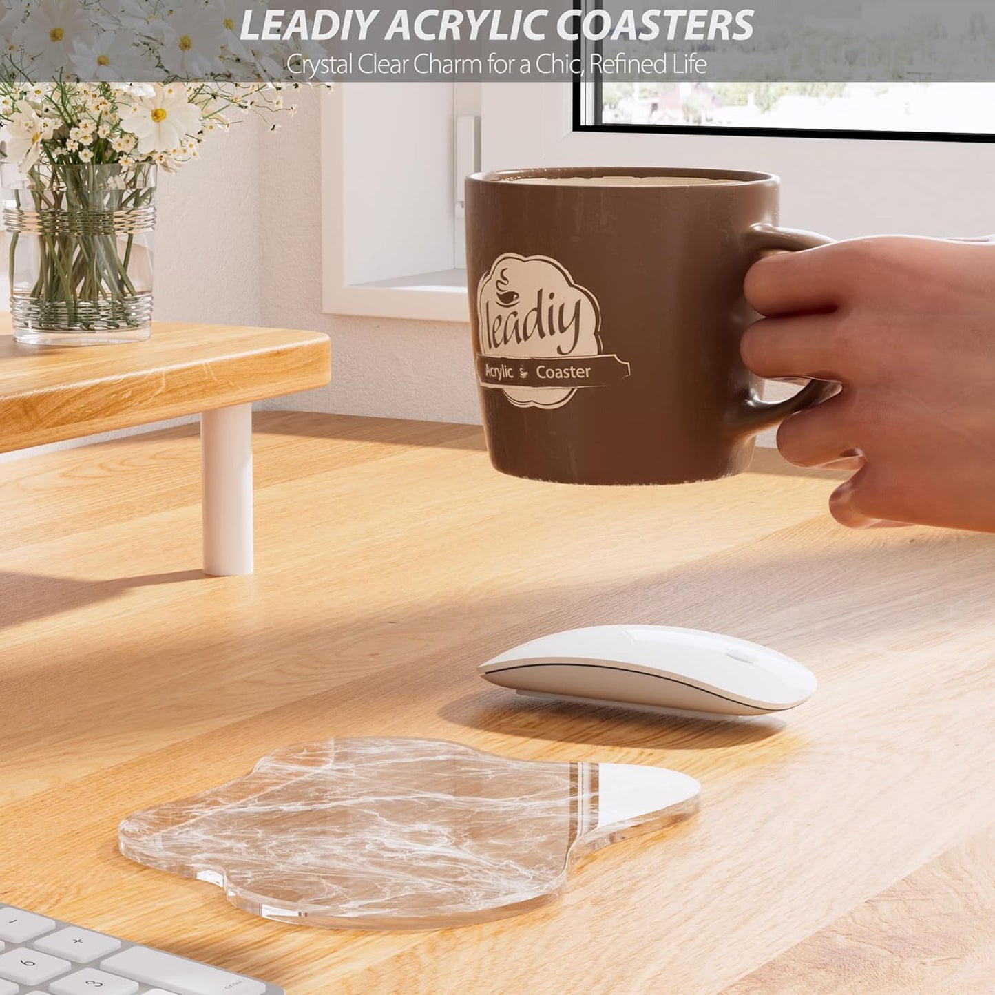 Acrylic Coaster Decorative Plates, Irregular Bar Drink Coaster, Clear Cloud Shape Coffee Cup Coaster, Perfect for Tabletop Protection and Accessories Display.(Gold)