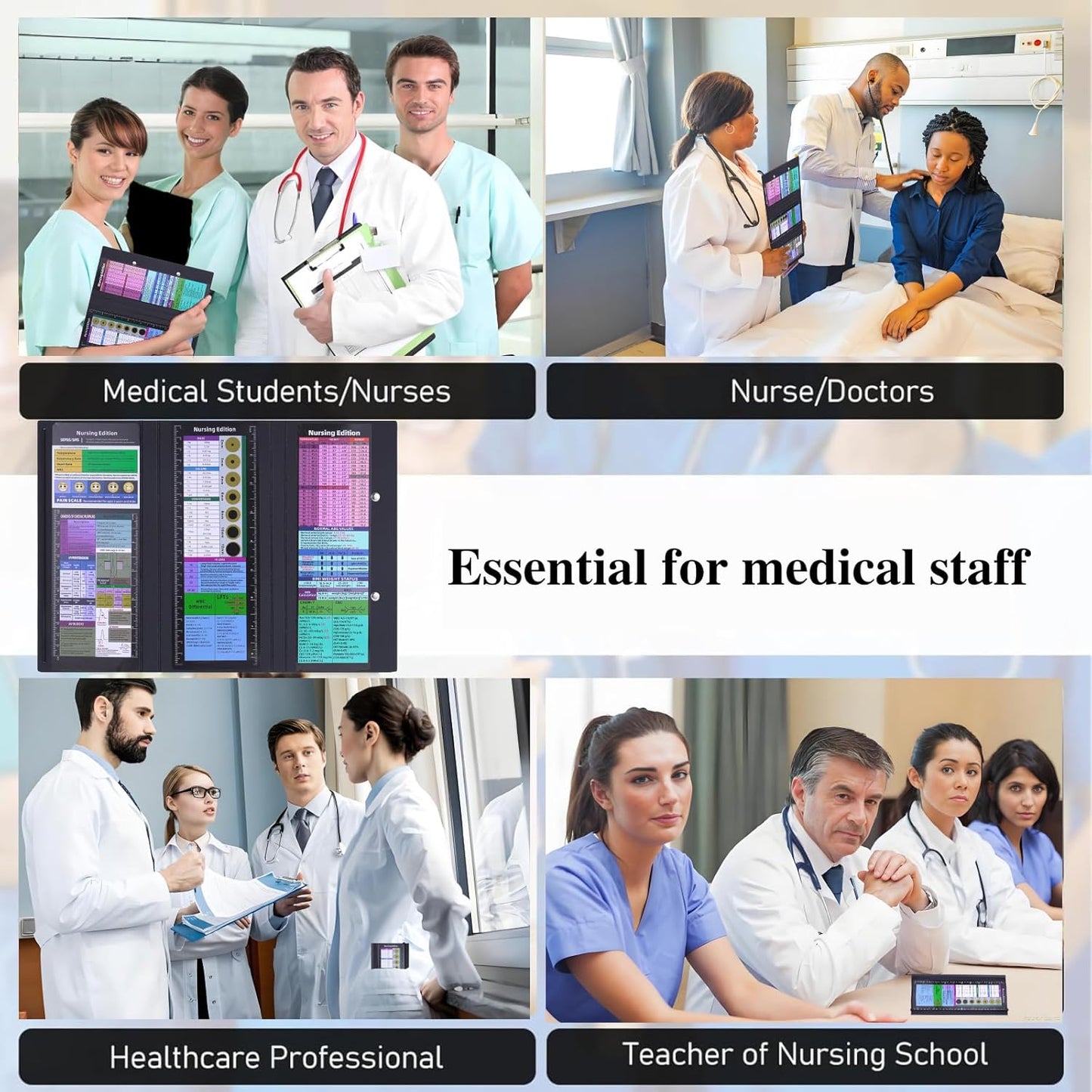 Foldable Nursing Clipboard with Cheat Sheets 2-4Pack Thick Sturdy Medical Writing Board for Nurses, Nursing Students & CNAS | Portable Clipboard with Pen Holder & Ruler for Hospital Clinical Duty (2)