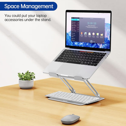 BESIGN LS10 Laptop Stand for Desk, Ergonomic Adjustable Notebook Tablet Stand, Foldable Laptop Riser, Portable Desktop Book Stands, Computer Holder Compatible with 10-14" Laptops, Black