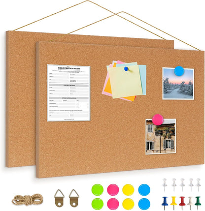 DOLLAR BOSS Bulletin Boards with Linen 1-Pack 16''X 12'' Double-Sided Cork Board for Walls Wood Framed Bulletin Boards, Small Pin Board for Home Kitchen Office Decorative Hanging 10 Pushpins