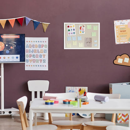 DAHAPYBOO Cork Board with Linen White,Bulletin Board 17"x12" Hanging Corkboards for Office Home School Message Board or Vision Board Decoration.