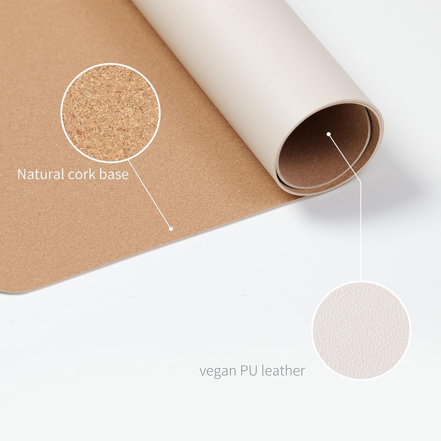 RENMTURE Desk Pad, Cork & PU Leather Desk Mat, Large Mouse pad, Non-Slip Desk Protector and Blotter, Waterproof Writing Pad, Desk Accessories and Organizers for Home Office (Light Yellow, 32"x16")