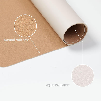 RENMTURE Desk Pad, Cork & PU Leather Desk Mat, Large Mouse pad, Non-Slip Desk Protector and Blotter, Waterproof Writing Pad, Desk Accessories and Organizers for Home Office (Light Yellow, 32"x16")
