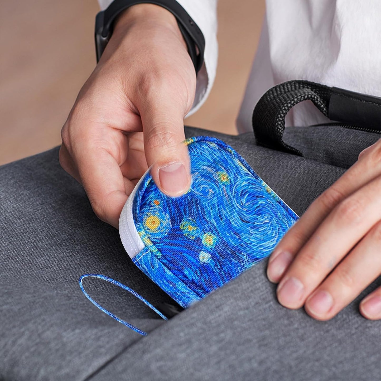 Electronics Organizer Travel Case, Cable Organizer Travel Essentials Tech Pouch,Suitable for Charger, Cable, Phone，Flash Drive,Bohemian leaves