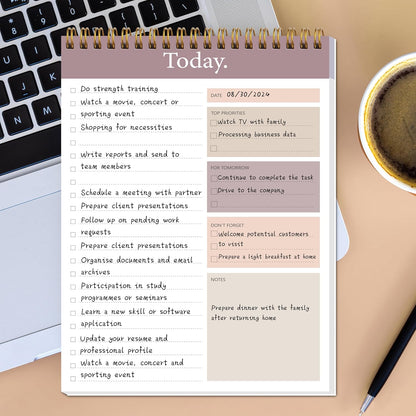 104 Pgs To Do List Notepad - Daily Planner Notepad Undated 52 Duplex-Printed Undated Sheets Tear Off, 6.5" x 9.8" Checklist Productivity Organizer with Hourly Schedule for Tasks