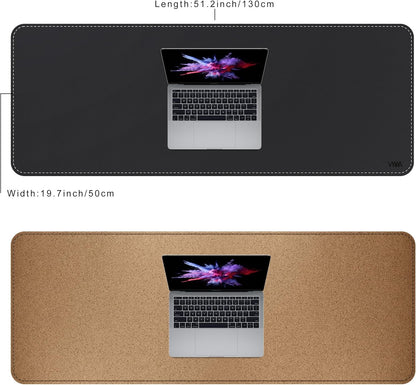 Vyaaa PU Leather & Cork Desk Mat, 39.4"x15.7" Dual Sided Computer Desk mat, Waterproof Large Mouse Pad, Non-Slip Office Desk pad, Office Desk Protector for Work/Gaming/Home (Black)