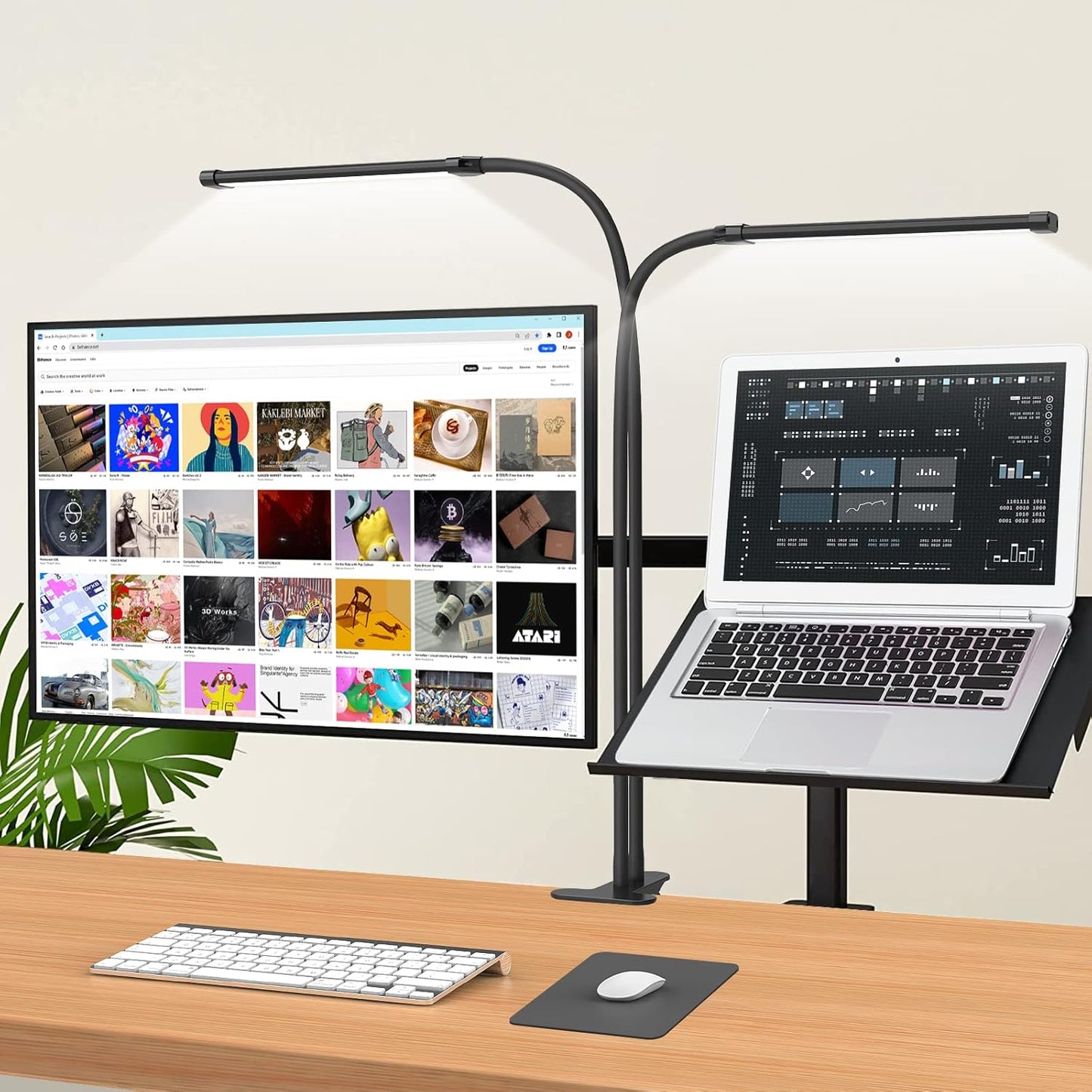 iZELL LED Desk Lamp for Home Office with Clamp [77 LEDs Light 3 Color Modes & 10 Brightness Levels] Flexible Gooseneck Book Lights, Easy Clip on Reading Headboard