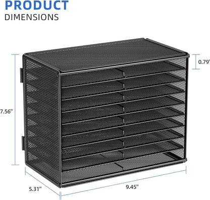 Marbrasse Mesh Marker Organizer, Metal Desktop Storage Rack for 126 Markers, Pens, Pencils, 9 Tier Marker Holder for Office Classroom & Home Art Supplies(Black)