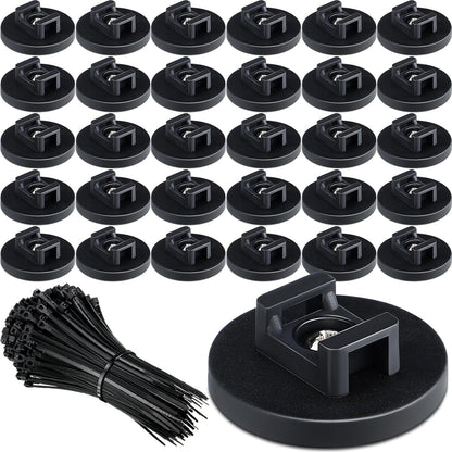 Yookeer 60 Pieces Magnetic Zip Tie Mount Multipurpose Cable Holder Magnets Magnetic Wire Management Bases with Heavy Duty Zip, Mount Nylon Cable Ties in Total (43 mm)