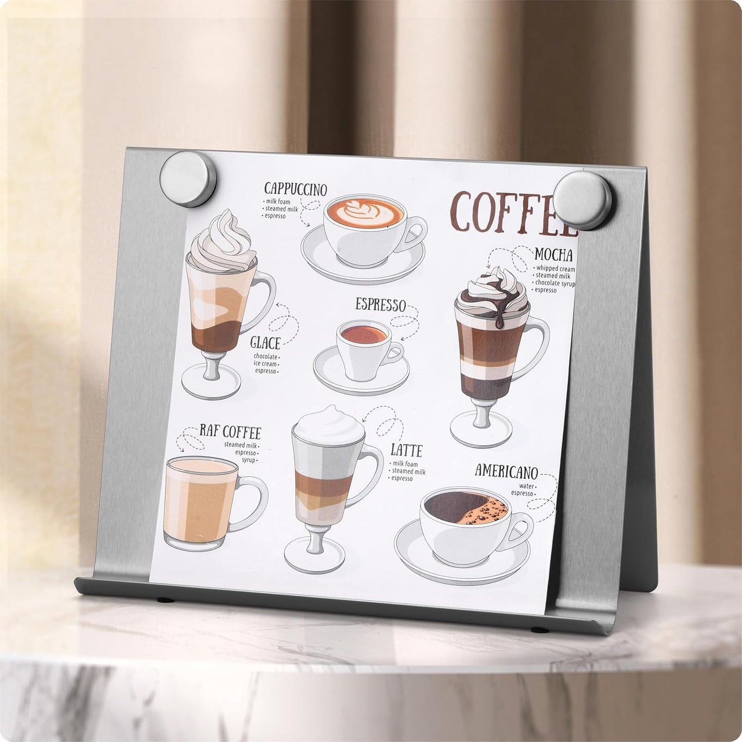 Magnetic Bulletin Board with Stand – Small Dry Erase Memo Board – Tabletop Metal Easel for Magnet Display – 10x8 Inches + 2 Magnets