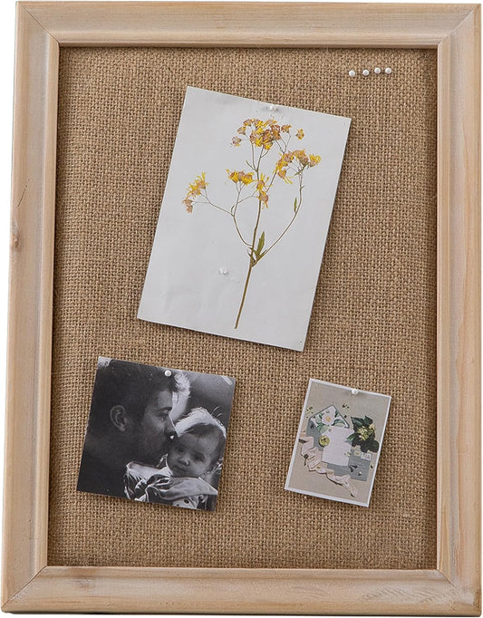 SOFE Cute Bulletin Board for Desk, 12"×16" Linen Pin Board, Farmhouse White Wood Frame, Fabric Memo Board/Vision Board Small, Photo Display Board for Office School Home Living Room