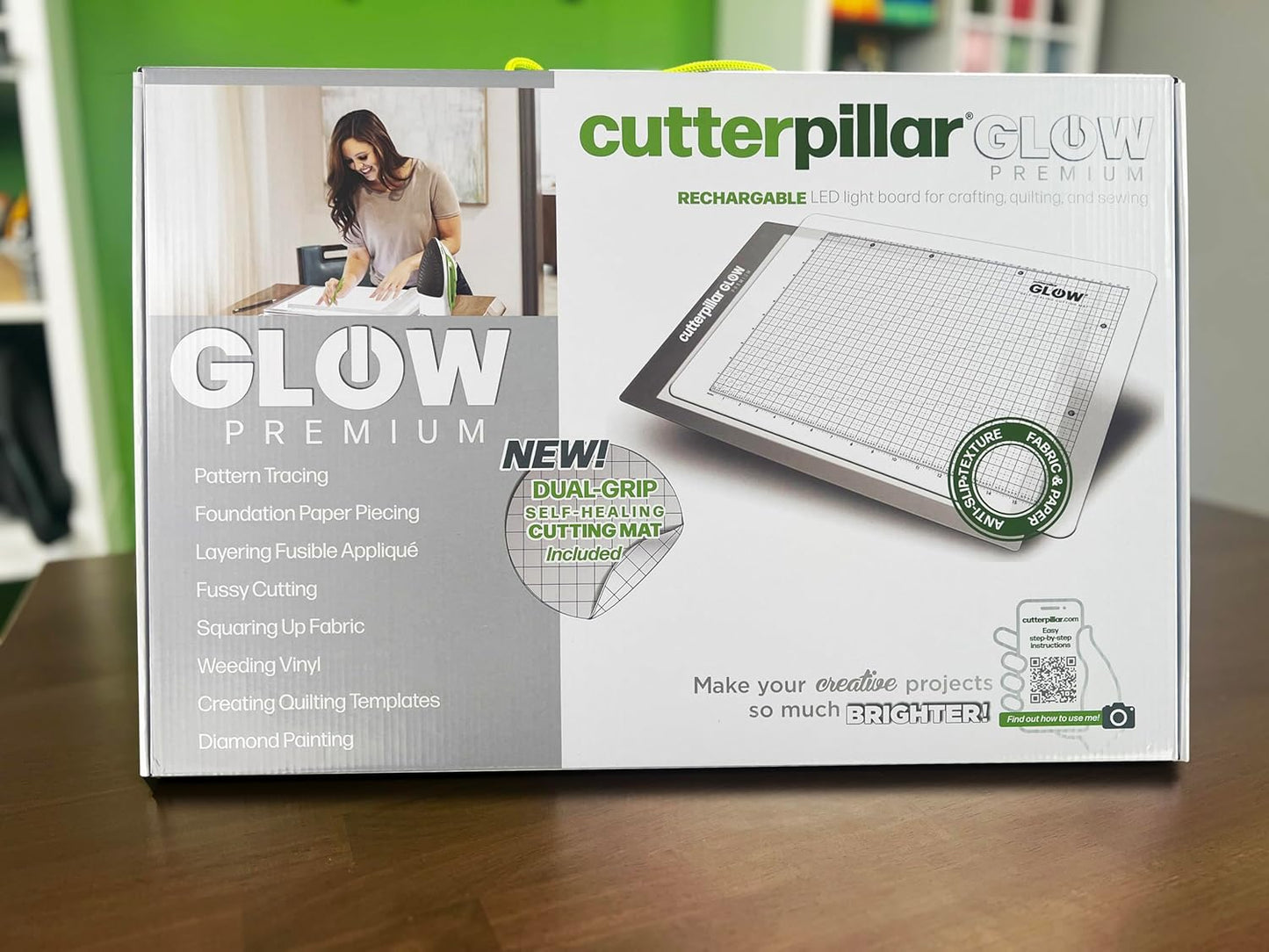 Cutterpillar Glow Premium II LED Light Board with Translucent Self-Healing Cutting Mat – 13" x 19" Light Box Tracing Pad with Non-Slip Mat and Built-in Rechargeable Battery