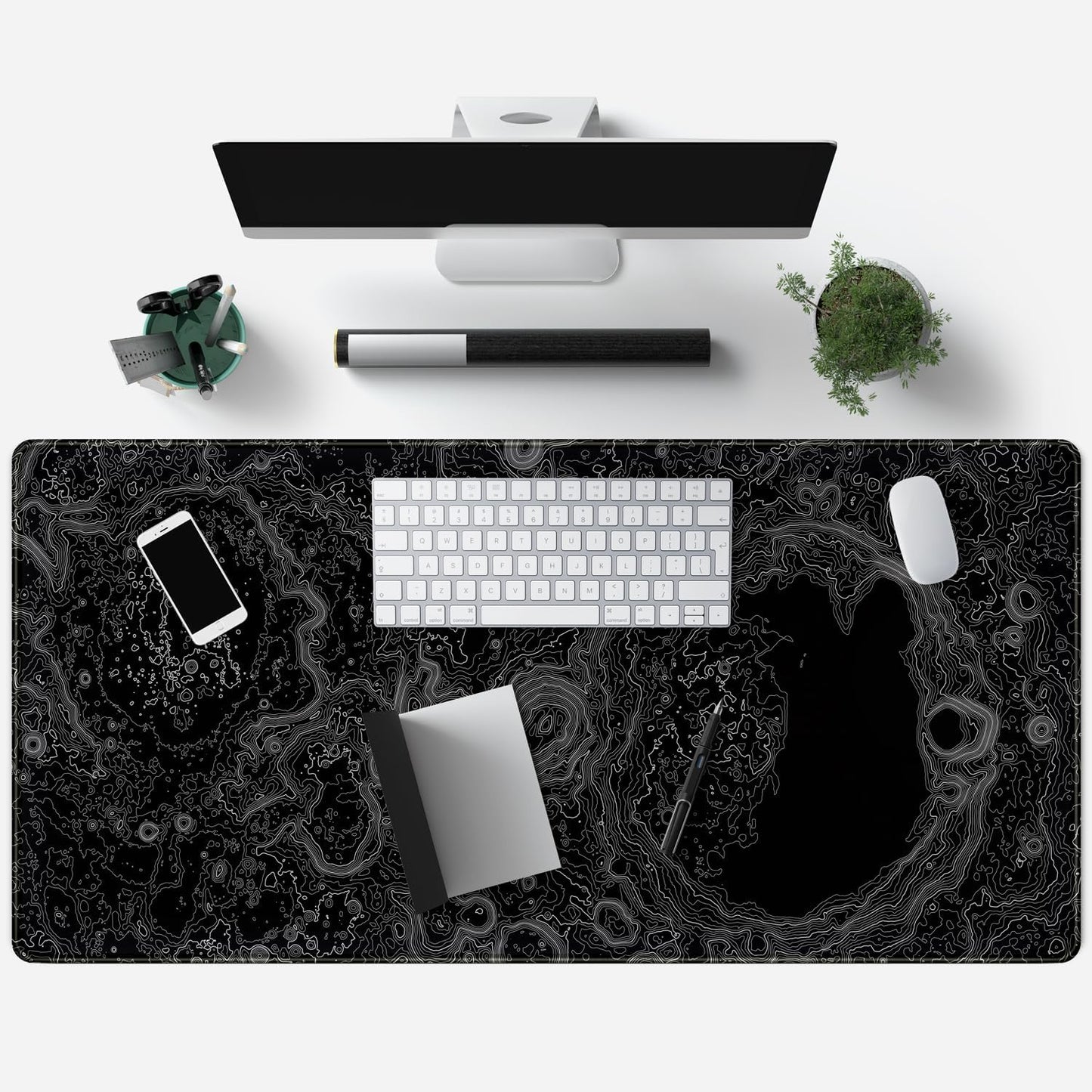 World Map Desk Mat Historical World Map Desk Pad Extra Large Computer Mouse Pad XL Black Topographic Mousepad Keyboard Pad for Desk Gaming Computer Laptop Office Non-Slip Desk Pad 31.5x11.8 in
