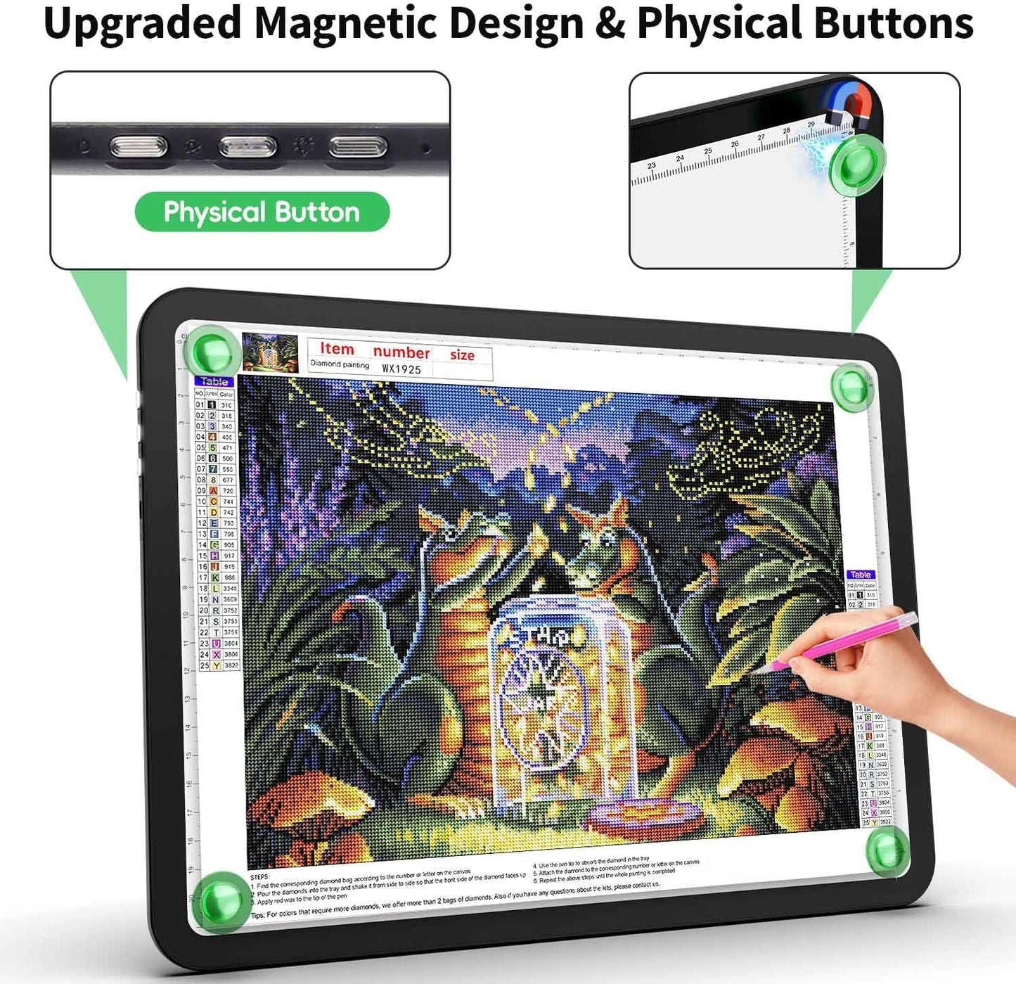 Zocelight Rechargeable A4 Tracing Light Box with Padded Case,Ultra Bright Led Light Pad with Physical Button,Wireless Light Board for Diamond Painting,Dimmable 9000LUX Lightbox for Tracing and Drawing