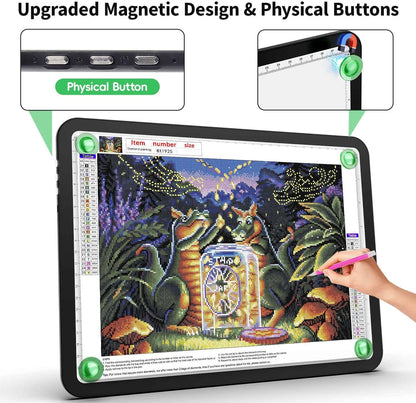 Zocelight Rechargeable A4 Tracing Light Box with Padded Case,Ultra Bright Led Light Pad with Physical Button,Wireless Light Board for Diamond Painting,Dimmable 9000LUX Lightbox for Tracing and Drawing