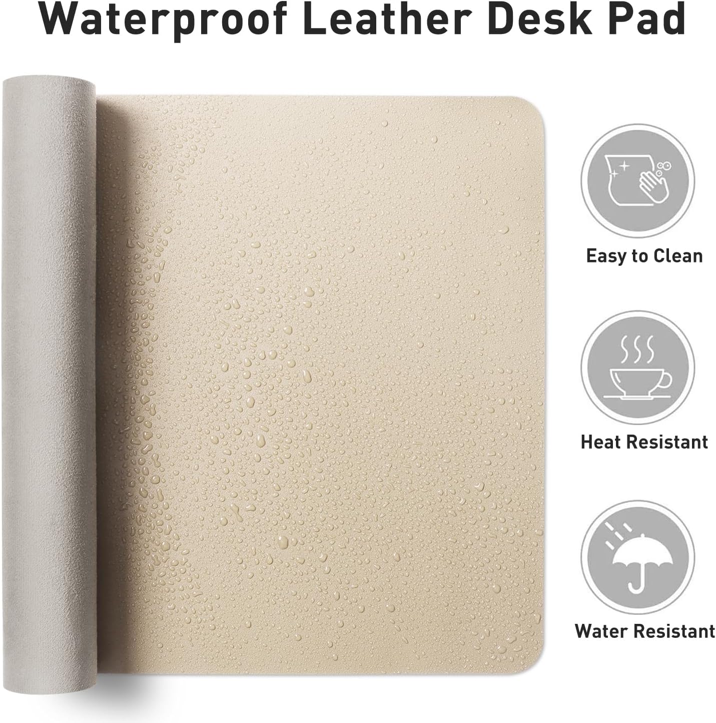 Aothia Non-Slip PU Leather Waterproof Laptop Desk Pad Protector, Blotter Mat, Writing and Mouse Pad for Office & Home, Beige, 23.6" x 13.7" - Colors B