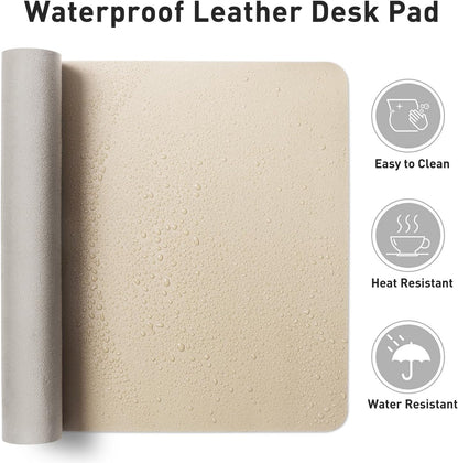 Aothia Leather Desk Pad Protector, Mouse Pad, Office Desk Mat, Non-Slip PU Leather Desk Blotter, Laptop Desk Pad, Waterproof Desk Writing Pad for Office and Home (Black,36" x 17") - Colors B